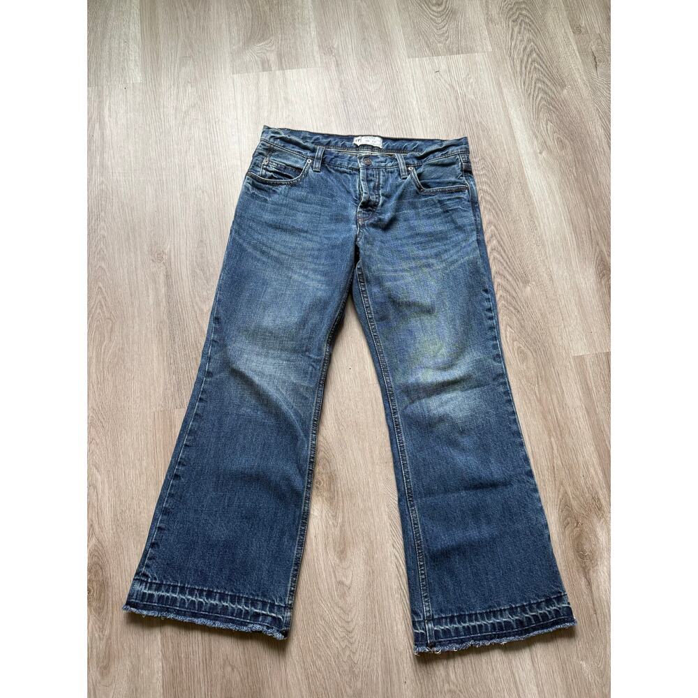 Free People Women's Wide Leg Blue Jeans Cropped